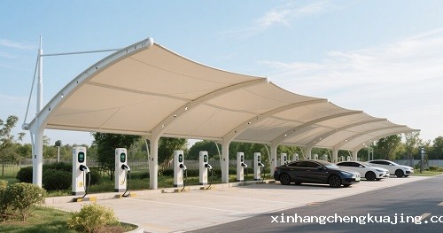 膜结构充电桩棚 膜结构充电桩棚